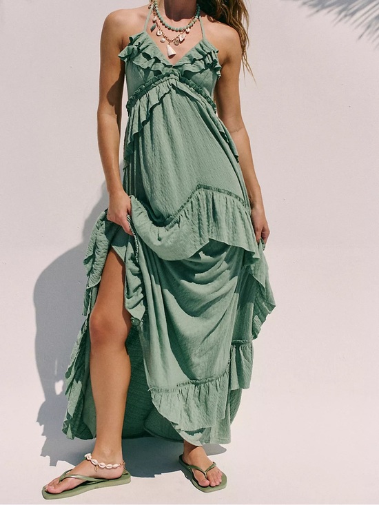 Free People Dresses & Skirts - Free People Beach Emerald Green Santa Luz Maxi Dress